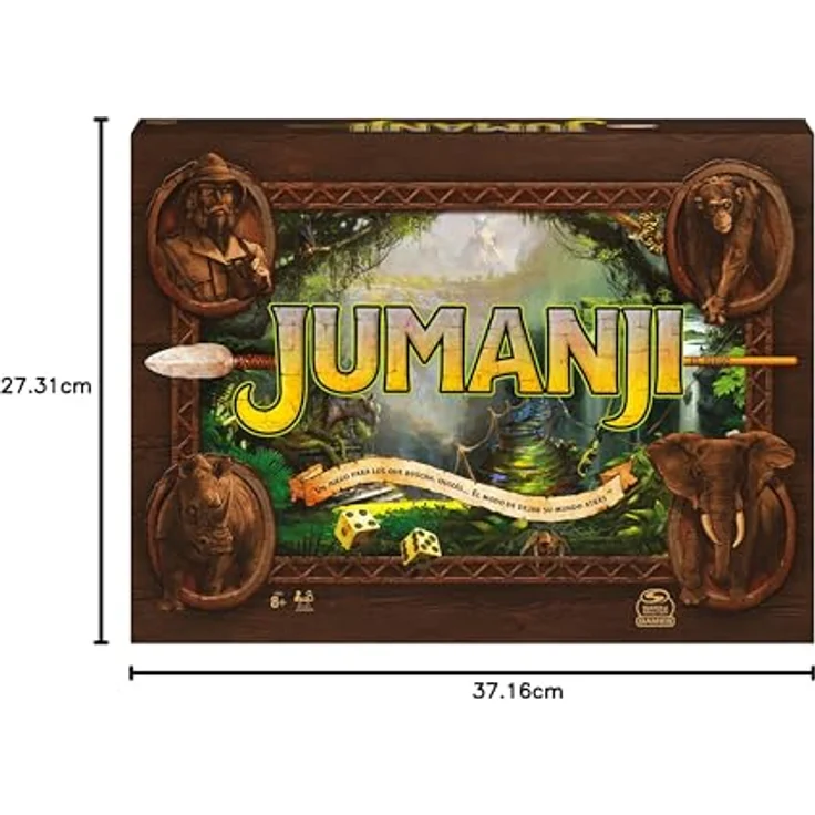 Spin Master Jumanji, Tischspiel für 2-4 Spieler, ab 8 Jahren, Sprache: Spanisch, Maße: 27,31 x 37,15 x 5,4 cm – Bild 11