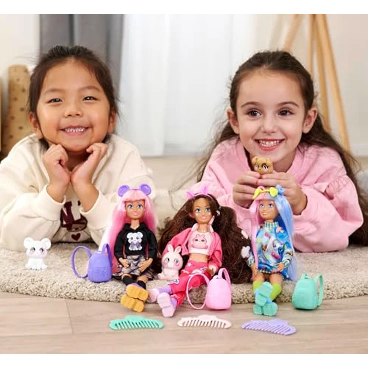 SIMBA Anziehpuppe Kawaii Hi Mia, bewegliche Fashion-Puppe mit rosa-blauen Haaren, 26 cm, inkl. Hund Choco und Zubehör – Bild 6