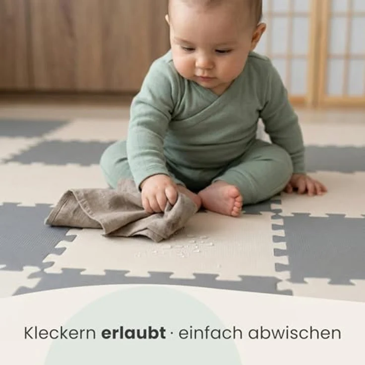 LittleTom Puzzlematte für Kinder, TÜV-geprüfte Krabbelmatte, 18-teilig, 30x30 cm, wasserfest, beidseitig verwendbar, in modernen Pastelltönen – Bild 5