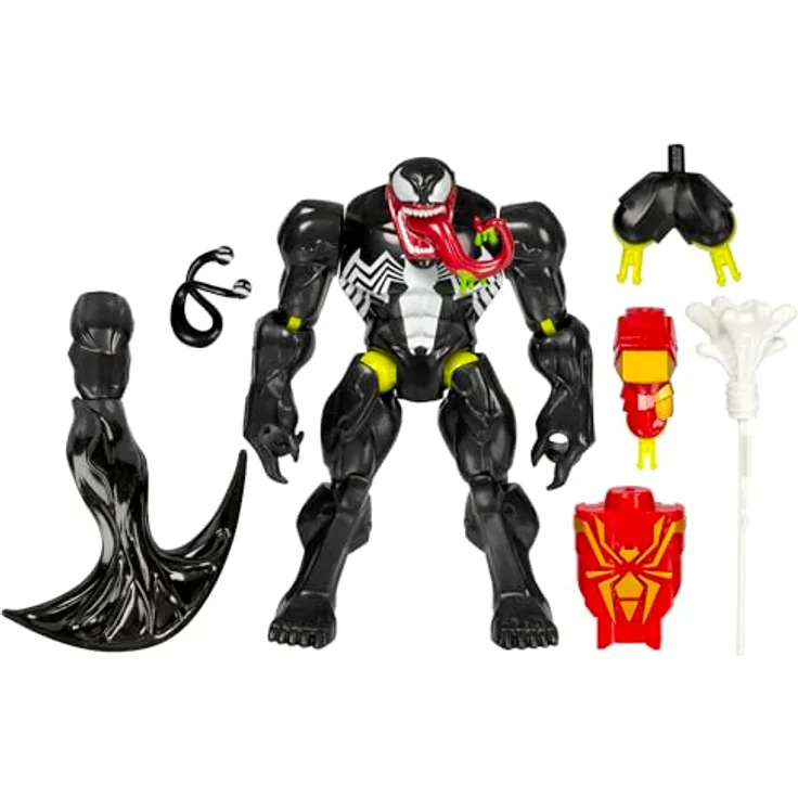 SPIDER-MAN MixMashers Marvel Venom, individualisierbare Mix-and-Match Deluxe Action-Figur mit 4 Iron Spider Teilen, Schwarz