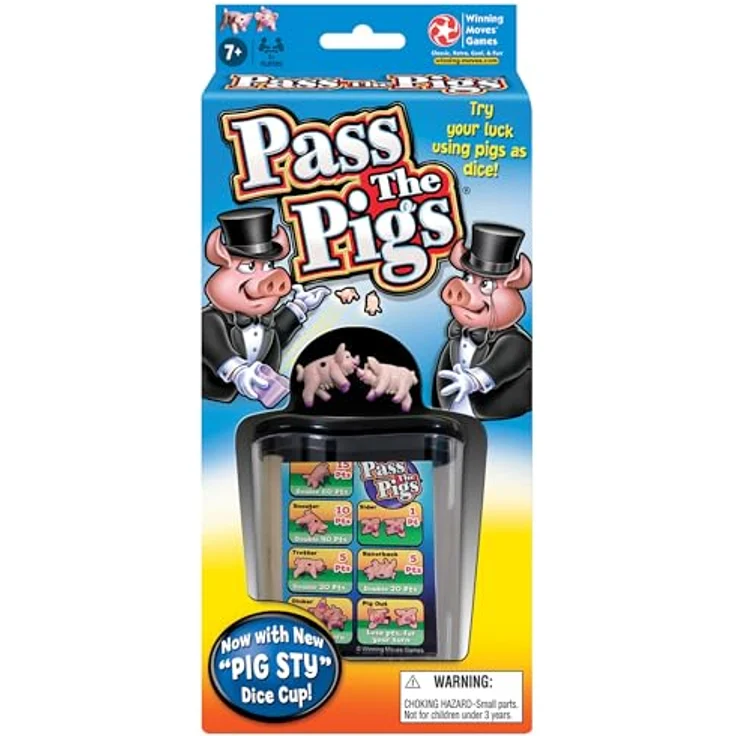 Winning Moves Pass the Pigs, Brettspiel für 2- bis 20 Spieler, inklusive 2 Pig Dice und Tragetasche – Bild 2
