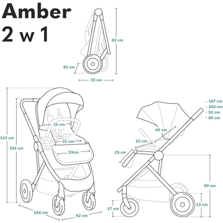 Lionelo AMBER 2IN1 Kinderwagen, vielseitig einsetzbar und hochwertig verarbeitet – Bild 9