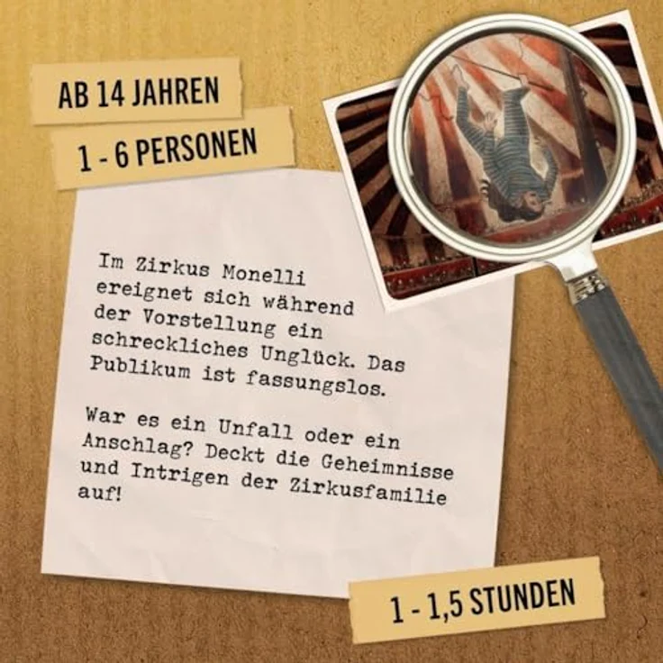 Hidden Games Ein Drahtseilakt - Krimispiel für 2-6 Detektive, deutschsprachige Ermittlungen im Zirkus Monelli – Bild 2