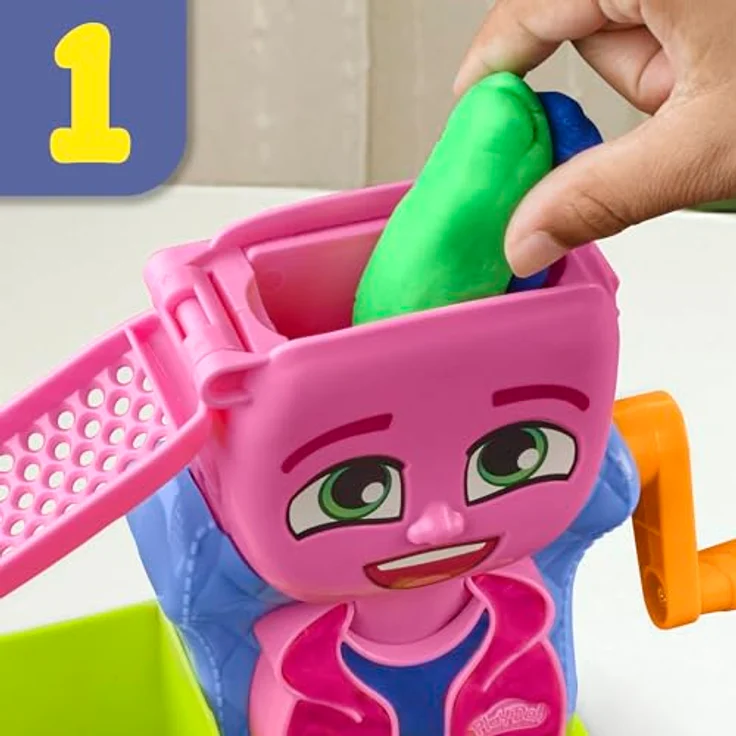 Play-Doh Friseursalon Pastryoline F8807, Kreativset mit 6 Tuben Knetmasse (3 Zweifarben) und Friseurzubehör – Bild 11