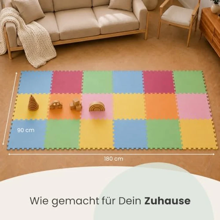 LittleTom Puzzlematte, 18-teilige Baby Spielmatte, 30 x 30 cm, beidseitig verwendbar, wasserfest und antiallergen – Bild 7