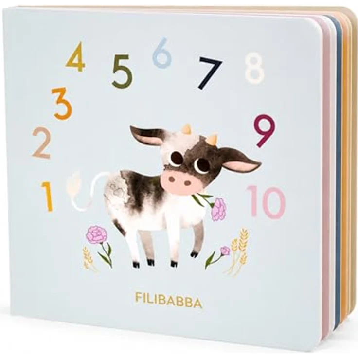 FILIBABBA Lernspielzeug Bilderbuch „Zahlen entdecken“ – Bauernhof & Zahlen lernen ab 12 Monaten, dicke Pappseiten, kinderfreundliches Design – Bild 2