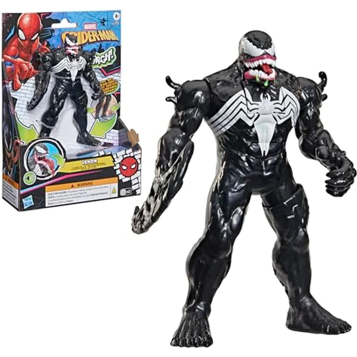 SPIDER-MAN Marvel Spider-Man Venom Figur, elektronische Action-Figur (15,2 cm) mit Soundeffekten und Action-Effekten, schwarz-weiß, für Kinder ab 4 Jahren – Bild 2
