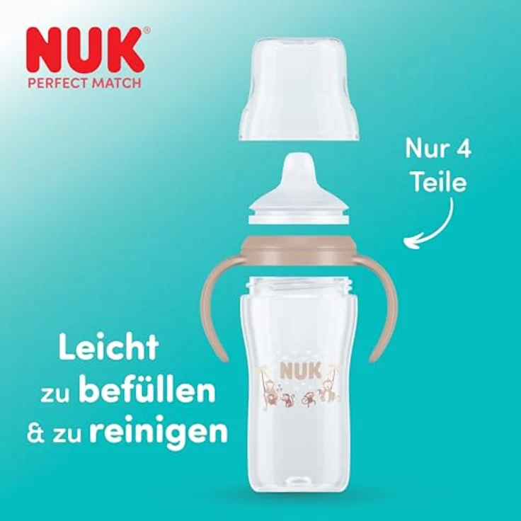 Nuk PP-Trinklernflasche Perfect Match, 150 ml mit Silikon-Tülle, Koala, ergonomische Griffe, auslaufsicher und nachts leuchtend – Bild 7