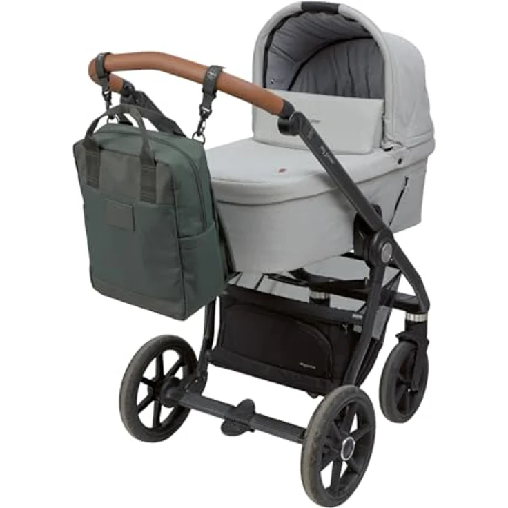 LÄSSIG Vividal Backpack, Wickelrucksack mit Wickelunterlage, Kinderwagenbefestigung und Flaschenhalter, dunkeloliv – Bild 3