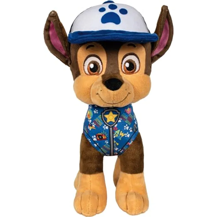 Schmidt Paw Patrol Chase Plüschfigur, 28 cm, Sommer Edition, Mehrfarbig - Weich, anschmiegsam, handwaschbar, ab 0 Jahren