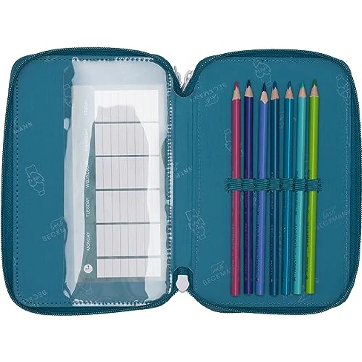 BECKMANN, 3-fächrige Federmappe Jungle Game, mit Inhalt, Mäppchen Federtasche, Grundschule, 1. Klasse, Green – Bild 3