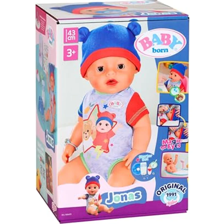 Baby Born Babypuppe Jonas, 43 cm (Set, 11-tlg), mit 10 lebensechten Funktionen, inkl. magischem Teller und Zubehör – Bild 11