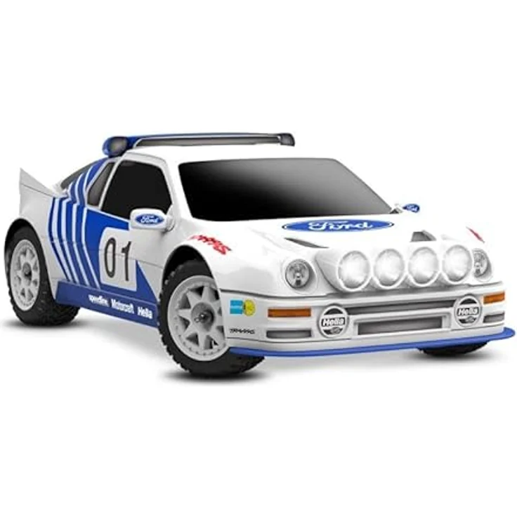 TRAXXAS Mini-Rally VXL, RC Modellauto 1:10, Elektro, 4x4 Brushless mit Velineon 3500kV Motor, 65 km/h, Ford RS200, Blau, inkl. 2S LiPo/Lader – Bild 1