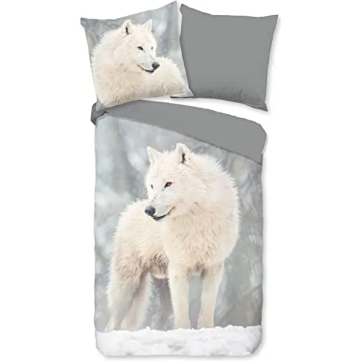 Traumschloss Bettwäsche »Biber« 100% Baumwolle | besonders wärmend | 135x200 & 80x80 | weißer Wolf