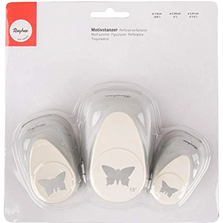 Rayher Hobby 69104000 Motivstanzer Set Schmetterlinge, Kunstoff/Metall, farblich sortiert, 1.95 x 1.9 x 0.6 cm - Preisvergleich – Bild 1
