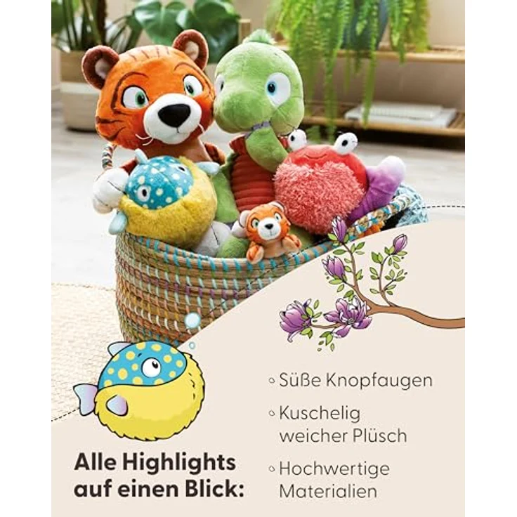 NICI Kuscheltier Kugelfisch Volker 15cm - Plüschtier aus recycelten Materialien - Meeresbewohner zum Kuscheln, Blau – Bild 4