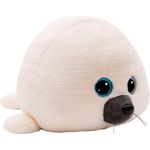 Nici Kuscheltier Glubschis, Robbe Boubelle, 45 cm, liegend - Flauschiges Seehund-Kuscheltier aus hochwertigem Plüsch, mit großen blauen Glitzeraugen, cremefarbenem Körper und stabilisierenden seitlichen Flossen