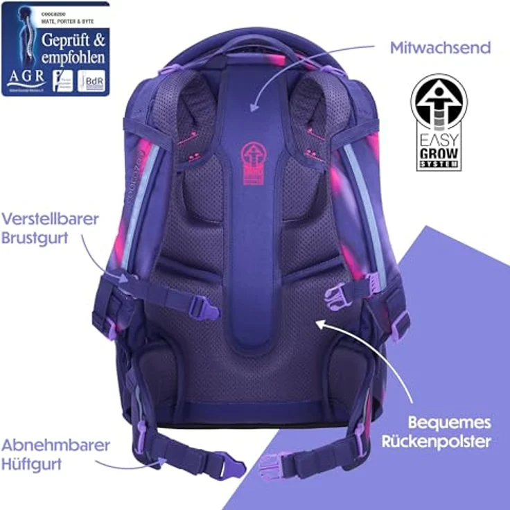 coocazoo Schulranzen PORTER, ergonomisch, größenverstellbar, 35 Liter Stauraum, mit EASY GROW SYSTEM – Bild 4