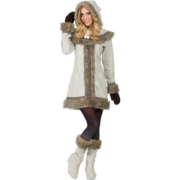 Boland Inuit Kostüm für Damen 6-teilig, Größe M/L, Faschingskostüm für Mottoparty oder Karneval – Bild 1