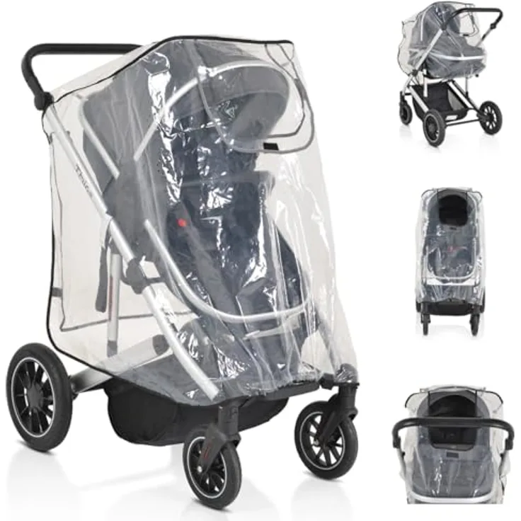 Moni Kinderwagen-Regenschutz Bimbro universal, Belüftungslöcher, für Einsitzer, Farbe:transparent