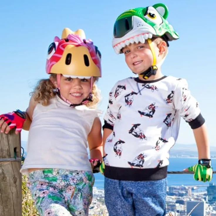 Crazy Safety Animal Kinderhelm, verstellbar mit LED-Sicherheitslicht, Kinnkissen, abnehmbare Innenpolster, rot – Bild 5