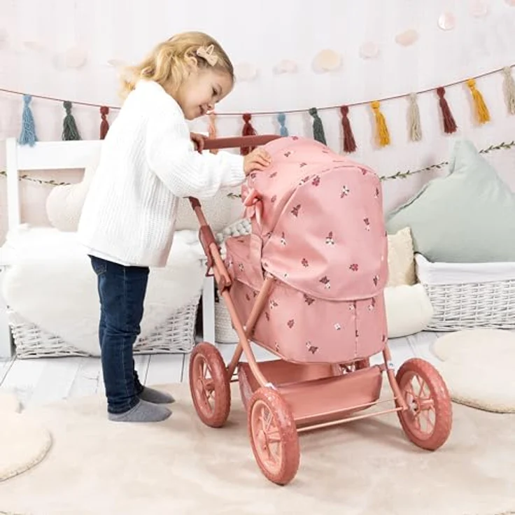 Bayer Design Puppenwagen Trendy, mit Tasche, höhenverstellbarem Griff (39-68 cm), große Räder, für Puppen bis 46 cm – Bild 3