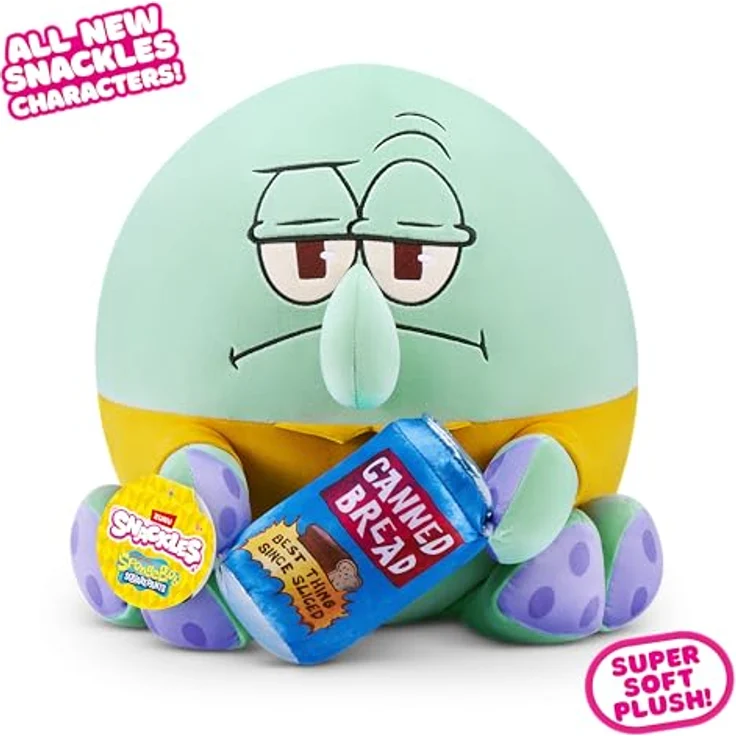 Snackles Spongebob Schwammkopf Plüschspielzeug, 35 cm, mit Squidward und Canned Bread Snack-Accessoire – Bild 3