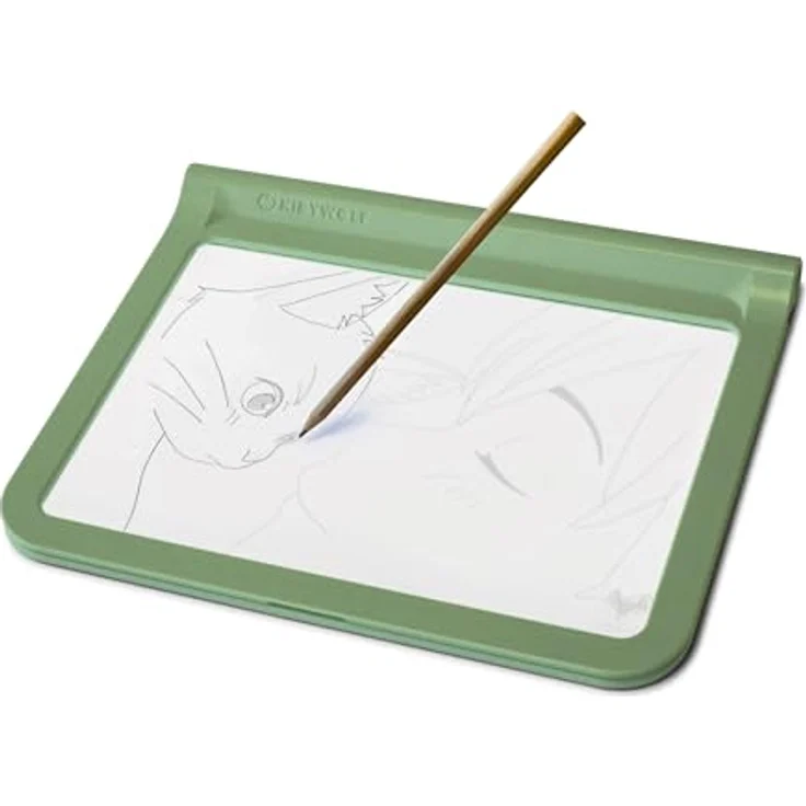 Kidywolf Kidydraw Pro, Leuchttafel A4 mit 3-fach dimmbarem Licht, 4 abwischbaren Neonstiften und USB-C Akku, mit Vordrucken zum Üben – Bild 1