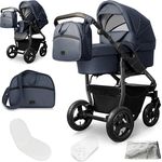 Bergsteiger Capri Kombikinderwagen 2-in-1, Babywanne & Sportsitz, luftreifen, Federung, höhenverstellbarer Griff, faltbar mit Zubehör