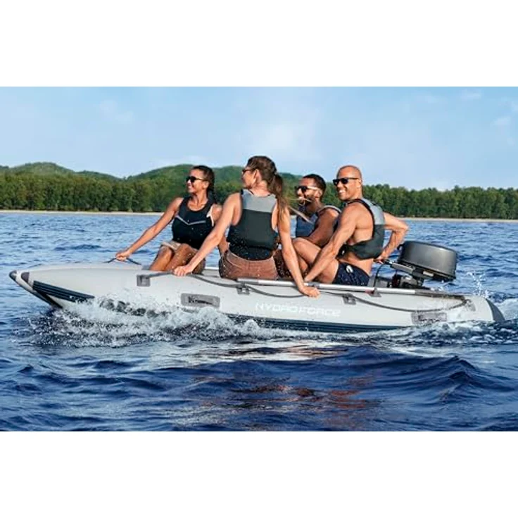 Bestway Hydro Force Beacon Elite, aufblasbares Schlauchboot (335 cm, 1 Pers.), katamaranförmig, durchstichfest, mit Aluminium-Bank und Ruder – Bild 2