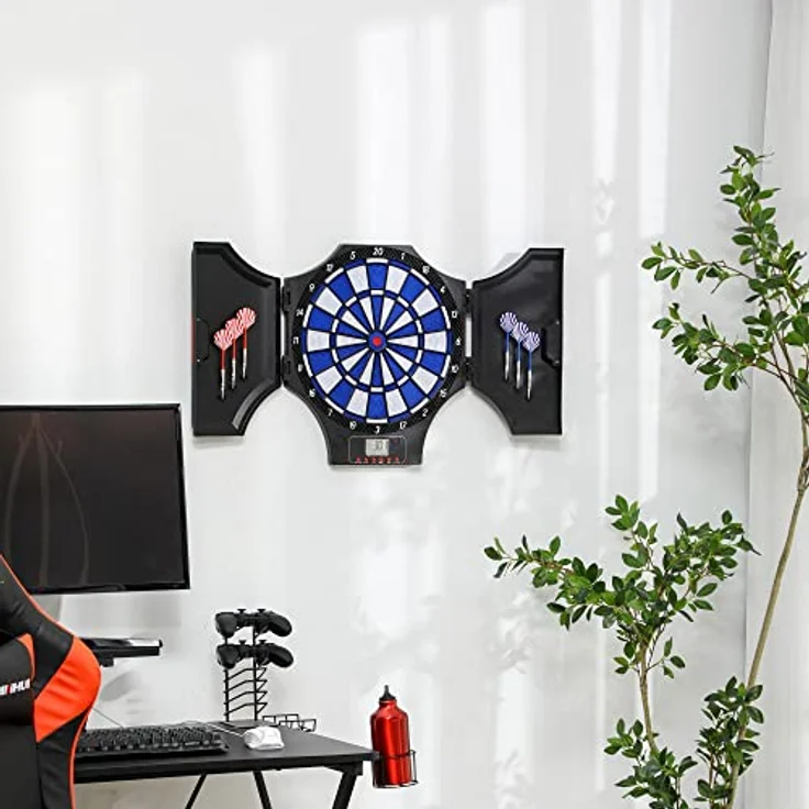 SPORTNOW Elektronische Dartscheibe, Dartautomat mit 31 Spielen & 285 Programmen, LCD-Anzeige, für bis zu 8 Spieler, inkl. 6 Dartpfeilen - blau – Bild 2