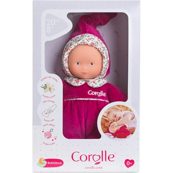 Corolle Mon Doudou Babidoux Röschen, Extra weiche Weichkörperpuppe mit Glöckchen, Vanilleduft, 20 cm, waschbar, ab den ersten Lebensmonaten geeignet – Bild 3