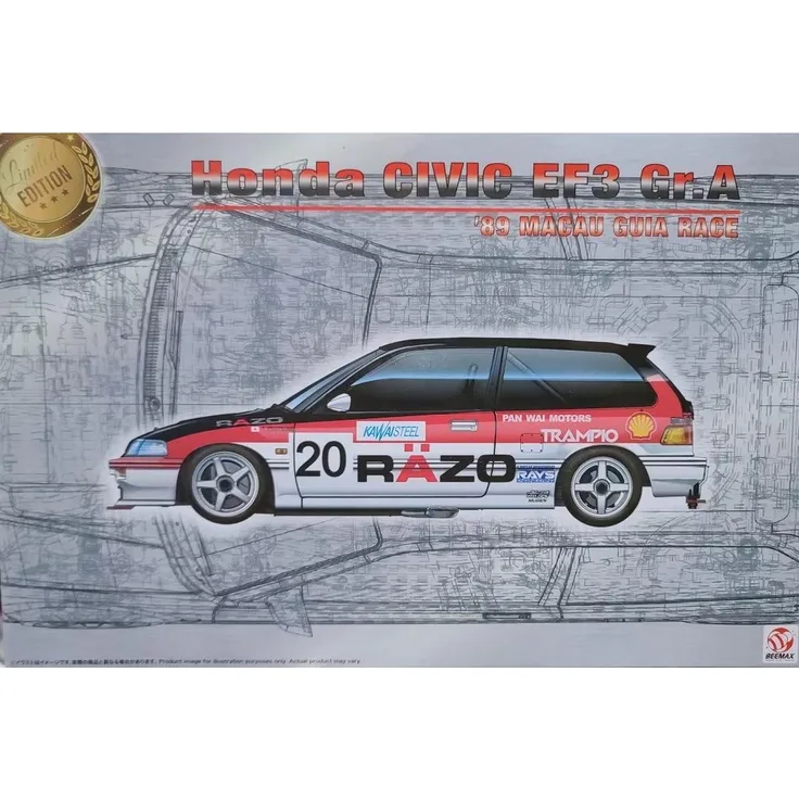 Beemax Honda Civic EF3 Gr.A 1989, detailgetreues Modellauto mit präziser Verarbeitung, Maßstab gefertigt