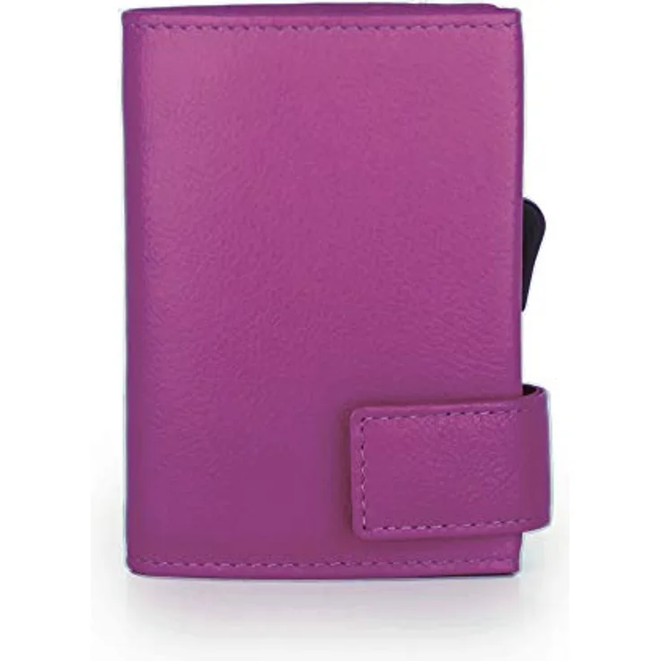SecWal SecWal 2 Kreditkartenetui, RFID-sicheres Lederportemonnaie in lila, 9 cm x 7 cm x 2 cm