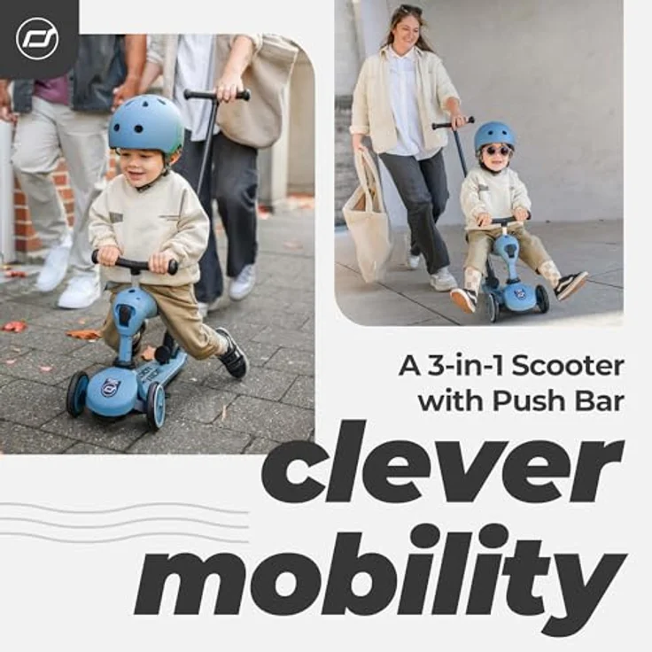 Scoot & Ride Highwaykick 1 Push and Go Kickboard mit Sitz Kinderroller Scooter 2in1 Laufrad mit Lenkstange ab 1 2 Jahren mitwachsend Höhenverstellbar werkzeuglos (Steel) - Scoot & Ride Highwaykick 1, 2 in 1 Kinderkickboard-Laufrad, mitwachsend, hochwertige Materialien – Bild 3