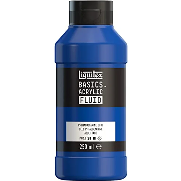 Liquitex Basics Fluid Acrylfarbe, 250ml Flasche - Phthalozyaninblau, schnell trocknend, lichtecht, wasserfest, auf Wasserbasis – Bild 1