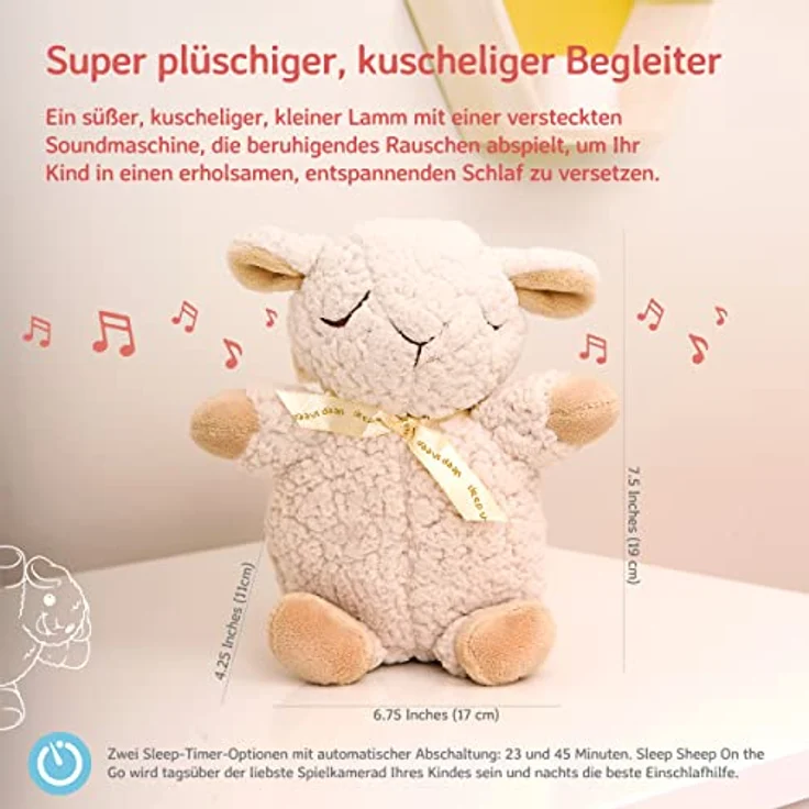 Cloud b Beruhigende Klangmaschine | Kuscheliges Plüschtier | 4 Geräusche und 4 Schlaflieder | Automatische Abschaltung | Sleep Sheep – Bild 6