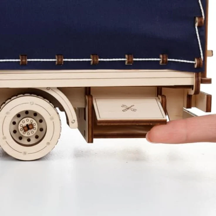 EWA Eco-Wood-Art Planenanhänger 3D-Puzzle für EWA Truck Road King, hochdetailliert, 286 Teile, aus Sperrholz, ohne Kleber, 574x123x171 mm – Bild 3