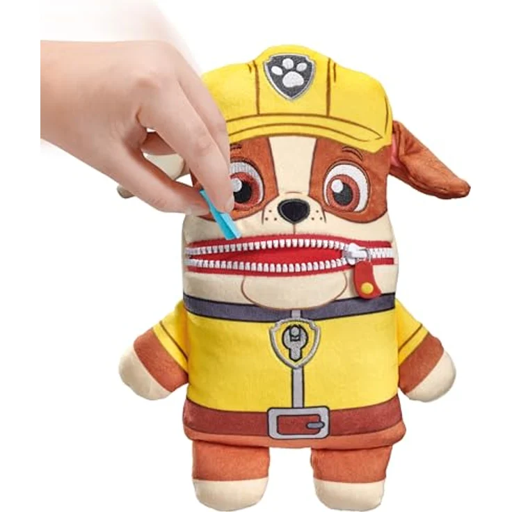 Schmidt Spiele Sorgenfresser Paw Patrol Rubble, 27 cm Plüschfigur aus hochwertigem, elastischem Material, handwaschbar, ab 0 Jahren – Bild 5