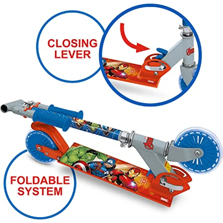 Mondo 28681 Klappbarer Roller AVENGERS 2022, Verstellbarer Lenker bis 78 cm, klappbar für einfachen Transport, für Kinder ab 5 Jahren, Tragfähigkeit 50 kg – Bild 2