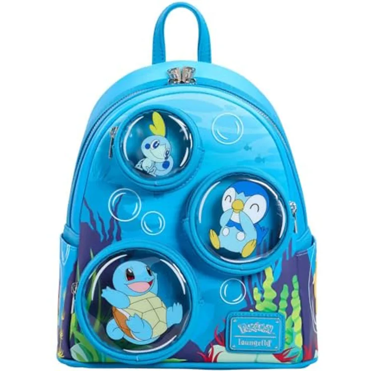 Loungefly Pokemon Bubbles Wasserrucksack, 25cm, veganes Leder, verstellbare Träger, organisierte Fächer