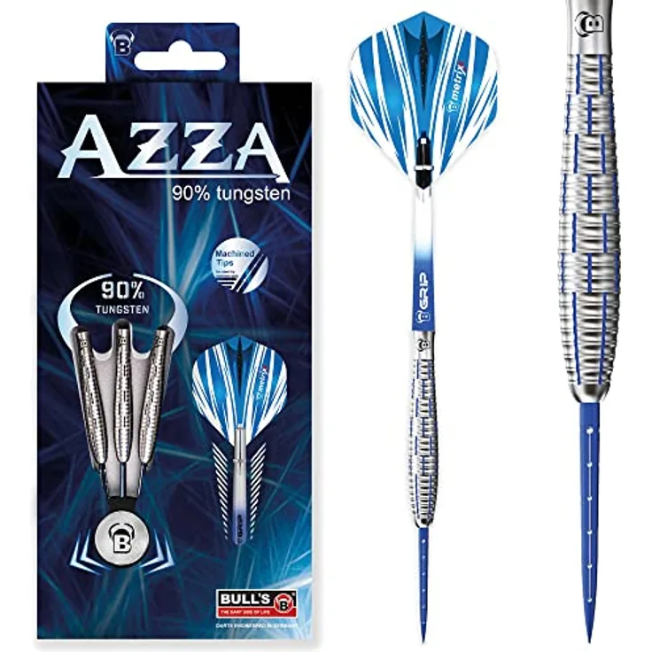 Bull's Azza Steel Dart (24 g), High-End Dart mit 90% Tungsten und präziser CNC-Frästechnik, blau