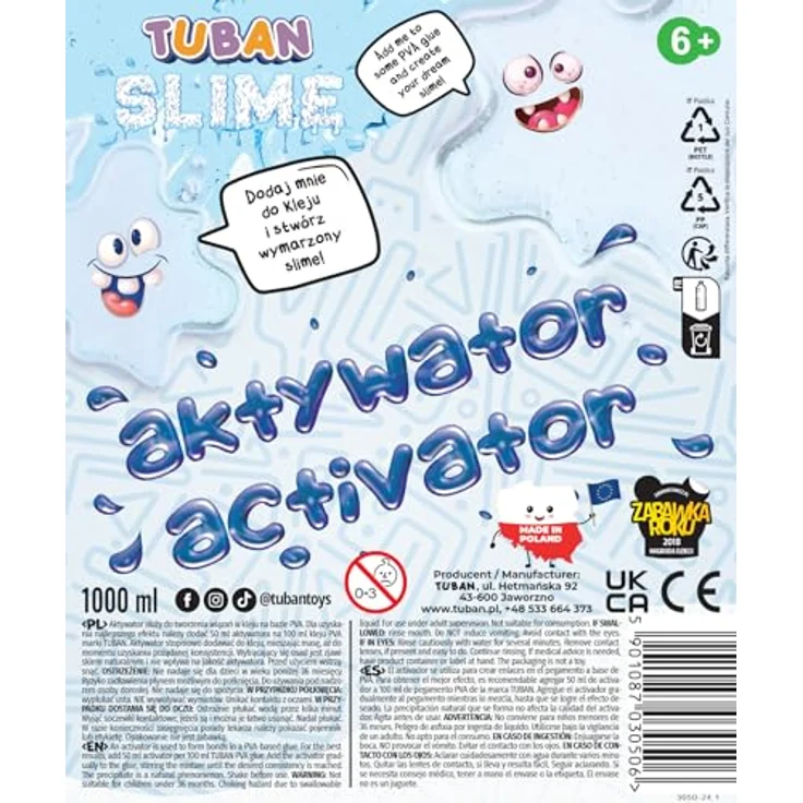 TUBAN Aktivator für Slime – Slime Magic, Lösung für PVA-Kleber, 1000 ml, sicher für Kinder, schadstofffrei, hergestellt in der EU – Bild 2