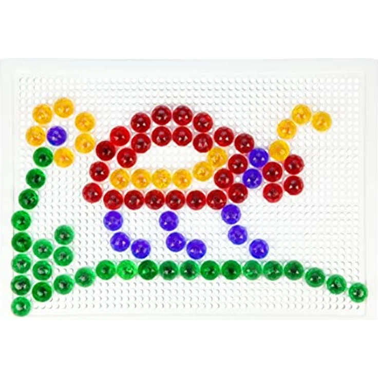 Lena 35627 - Mosaik Steckspiel Set, Steckmosaik mit 120 transparente Stecker, Mosaikstecker Ø 15 mm, Mosaikspiel für Kinder ab 3 Jahre, Komplettset mit Steckplatte ca. 28 x 19,5 cm und Organizer – Bild 4