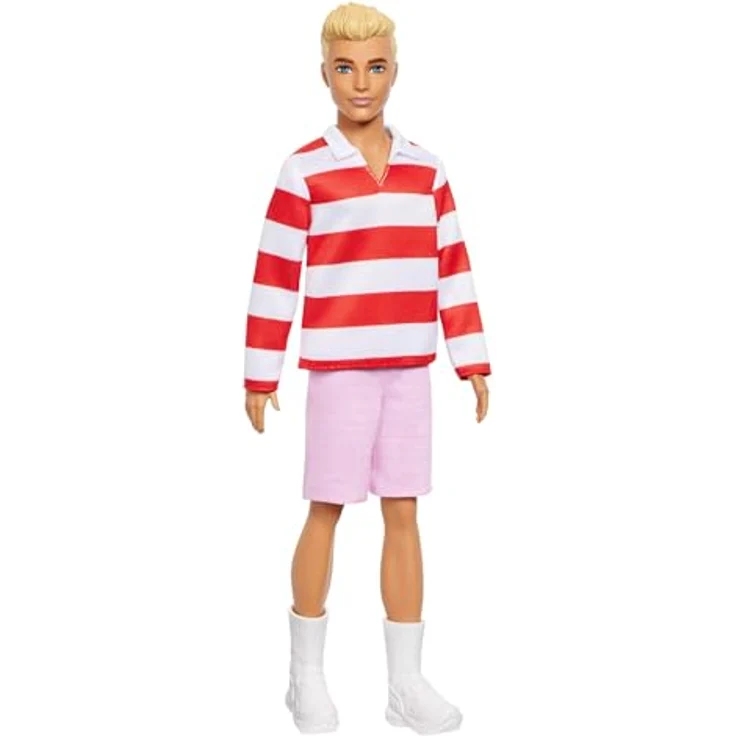 Mattel® Anziehpuppe Barbie Fashionista Ken-Puppe, blonder Ken im rot-weißen Polohemd, HYV01 – Bild 1