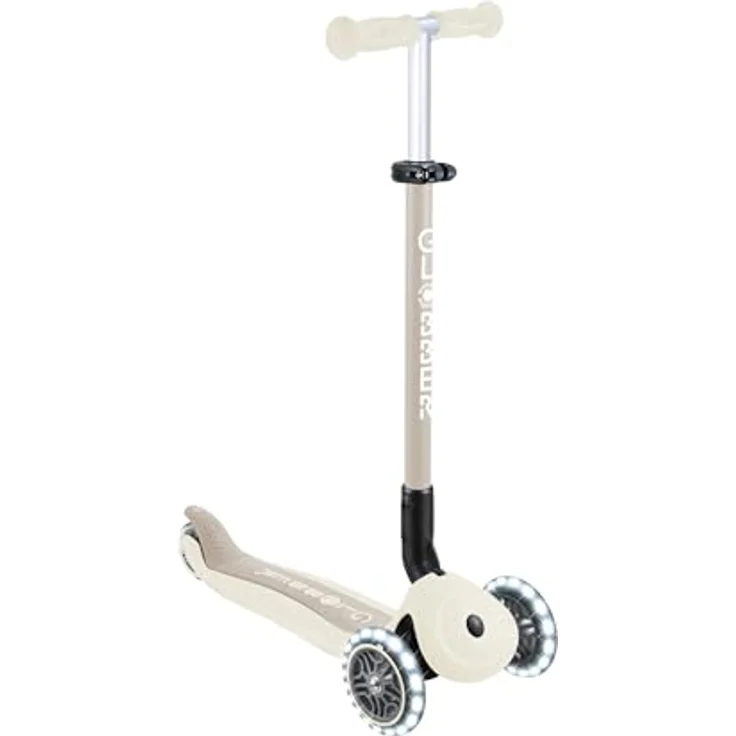 Globber GO-UP Active Lights ECO, 3 in 1 Dreirad, Laufrad und Scooter, höhenverstellbar, 120/80 mm, kokos weiß – Bild 3