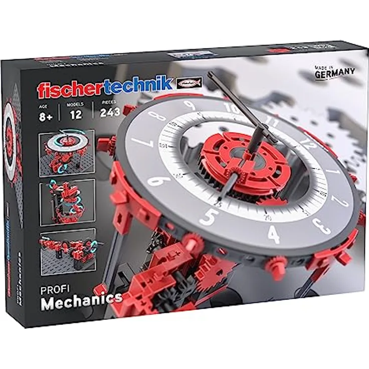 fischertechnik PROFI 569020 Mechanics-Baukasten für Kinder ab 8 Jahre, Experimentierbausatz mit 12 Modellen zur Erkundung der Mechanik, Rot
