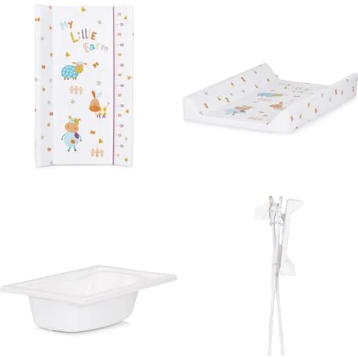 Chipolino Babywanne Wickeltisch 2 in 1 Aqua, klappbar mit Zubehörfach, rutschfeste Gummistopper, bunte Farben – Bild 3