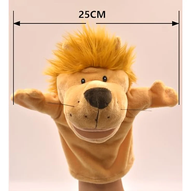 LOMTRATS Tierhandpuppen Set, Wolf, Tiger, Löwe und Affe, 25 cm groß mit beweglichen Mündern für Geschichtenerzähler und Vorschuler, weich und waschbar – Bild 3