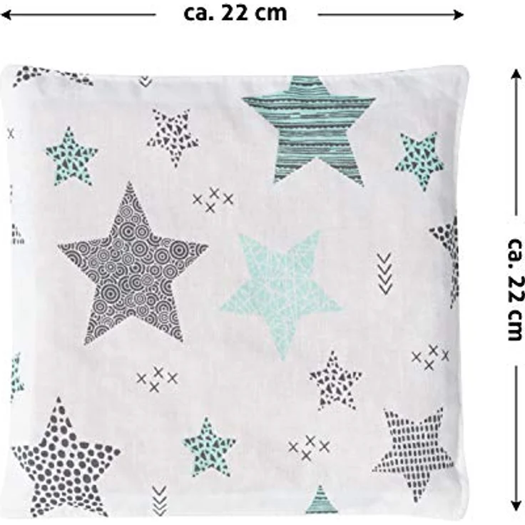 Amilian Kirschkernkissen 22 x 22cm Wärmekissen Wärmekompresse Körnerkissen Kirschkernsack Kirschkern Kissen für Kinder Erwachsene ideal als Massagekissen Kältekissen Sternschnuppe türkis – Bild 3